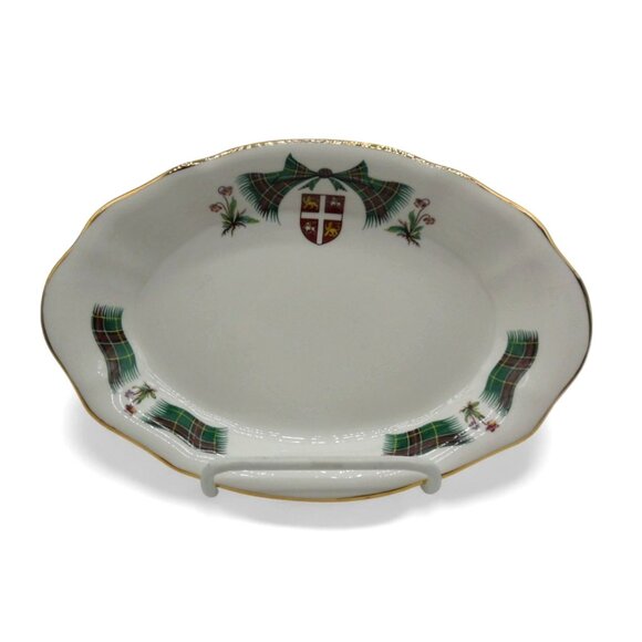 ROYAL ADDERLEY Newfoundland Oval Dish with Tartan Pattern and Gold Trim, Vintage - Picture 1 of 12